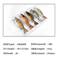 Lot d'appâts articulés pour la pêche artificielle, leurre rigide avec hameçon, yeux 3D, Crankbait, 102mm, 15g, 5 pièces