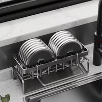 Support à torchons en acier inoxydable, panier de rangement pour évier de cuisine, égouttoir pour évier, support pour chiffons et éponges de nettoyage de robinet, durable, réglable, écologique