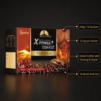 Performance X Power Instant Black Coffee Nut Ginseng Oyster 12 Sachets 0.12kg Energy Drink Powder Wholesale OEM Private Label