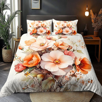 Parure de lit 3 pièces en microfibre imprimée 3D 5D florale numérique, taille King US/UK