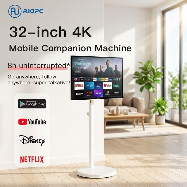 32 Inch HD Mobile Smart Screen Portable Display Phone Mirroring Adjustable Stand Easy Setup for Home Office