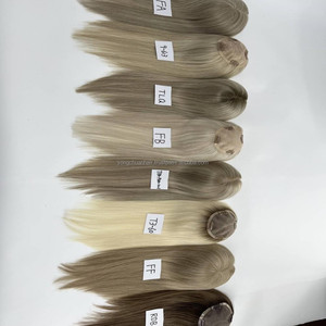 Línea frontal de encaje real marrón Rubio 18/613 13x4 Piel de PU yak humano mujeres Topper pelo europeo parte negra - Product Image 2