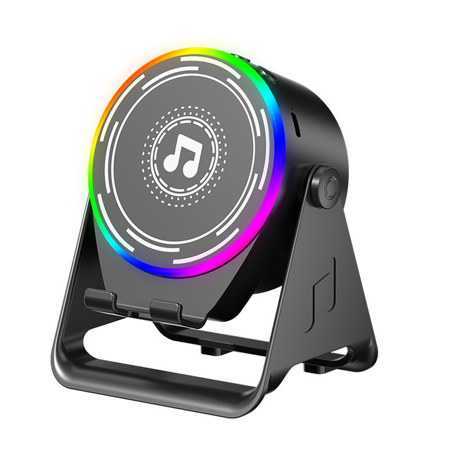High Fidelity BT speaker Wireless Portable Phone Holder Rotating Bracket RGB LED Light Subwoofer Stereo Bass Sound Box Party