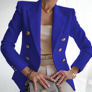 <span class=keywords><strong>Blazer</strong></span> Doppiopetto da Donna <span class=keywords><strong>con</strong></span> <span class=keywords><strong>Bottoni</strong></span> Dorati, Vestibilità Slim, Risvolto a Punta, Giacca Formale da Ufficio - Product Image 4