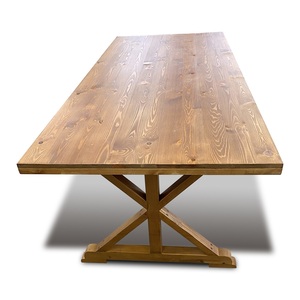 Table de salle à manger rustique pliable en pin massif à pieds en X pour événements, mariages, fêtes, location commerciale et banquets – Vente en gros - Product Image 3