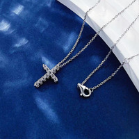 Modische 18K Weißgold Labor-Diamant Vielseitiger Kreuzanhänger Halsketten-Set Damen Feiner Schmuck Charm-Halsketten für Frauen