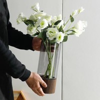 Vente en gros Vases en verre créatifs Vase de sol simple pour salon et table à manger