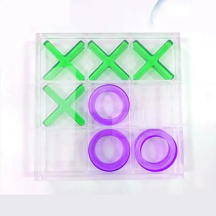 High-end quality good price Lucite acrylic XO game colorful tic tac toe game set with box