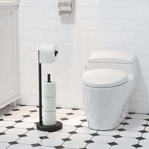 304 acier inoxydable maison <span class=keywords><strong>porte</strong></span>-rouleau de papier toilette debout <span class=keywords><strong>noir</strong></span> or salle de bain hôtel <span class=keywords><strong>porte</strong></span>-papier de soie support avec étagère - Product Image 4