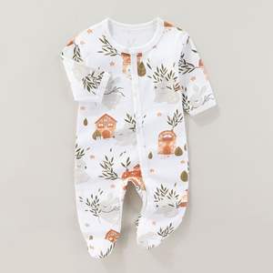 Pure Cotton Unisex <b>Baby</b> Romper A-Class MonkSuit Newborn Infant Casual Crawling Suit Print Pattern <b>Button</b> Spring Autumn Summer - Product Image 6