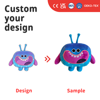 Peluche personnalisée de personnage de dessin animé, poupée en peluche à visage bleu, mascotte unique, cadeau de collection, OEM ODM
