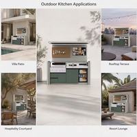 Moderne Luxus-Modulare 304 Edelstahl Outdoor-Kücheninsel mit Integriertem Spülbecken, Smart-TV, Dunstabzugshaube und Weinkühler - Langlebig