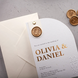Tarjeta de Invitación Personalizada con Lámina Dorada en Forma de Medio <span class=keywords><strong>Arco</strong></span>, Invitaciones de Boda con Fecha Grabada, Juego de Invitaciones Elegantes para Fiesta de Matrimonio - Product Image 3