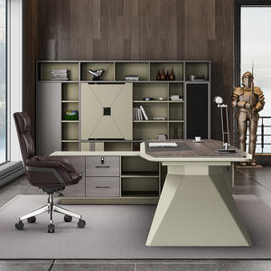 โต๊ะทำงานผู้บริหารขนาดใหญ่ทันสมัยระดับไฮเอนด์พร้อมเก้าอี้ ผลิตในกวางตุ้ง วัสดุอื่นๆ - Product Image 3