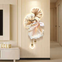Horloge murale haut de gamme de luxe léger, horloge Koi pour fond TV, tableau décoratif pour salon