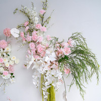 Boule de fleurs artificielles en soie rose, arrangement floral, arche de fond, faite à la main, durable, pour décoration de mariage et photographie en extérieur