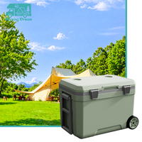 Glacière portable JDA 45L avec roues et poignée, boîtes isothermes en mousse PU et coque en PE pour le camping, les camping-cars, la pêche, les caravanes, les voyages en plein air