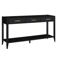 Livraison gratuite U_STYLE Table console en bois de style farmhouse noire de 60 pouces avec 3 tiroirs et étagère de rangement pour le salon, l'entrée