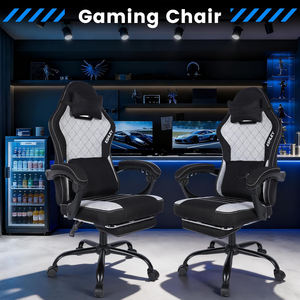 Chaise de jeu moderne, chaise de jeu PC personnalisée de luxe, chaise de jeu pivotante de conception moderne, chaise d'ordinateur confortable en tissu avec repose-pieds - Product Image 3