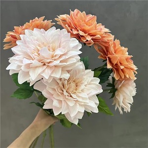 Haute qualité mariage décoration de la maison fleurs unique grande tête Dahlias Latex artificiel vraie touche blanc <span class=keywords><strong>Dahlia</strong></span> fleur plantes - Product Image 5