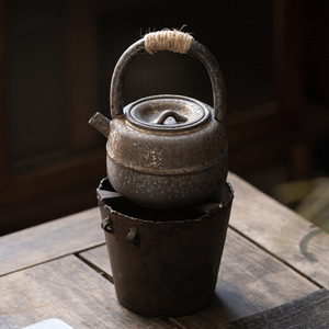 Service à thé Kung Fu en céramique, théière rétro japonaise faite à la main en grès, <span class=keywords><strong>bouilloire</strong></span> à ébullition - Product Image 4