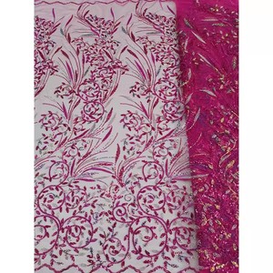 Chiều Rộng 125 Cm <span class=keywords><strong>Polyester</strong></span> Thêu Vải Tuyn Lưới Vải Vàng Sequins Hạt Vải Cho Phụ Nữ Thời Trang Wedding Bridal Dress - Product Image 6