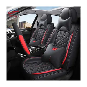 QIYU Factory 1Leather Car Seat Cover With Embroidery Universal Waterproof Protector Pad With Steering Wheel Cover