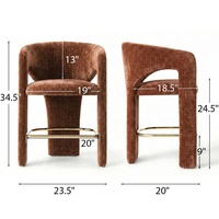 Tabouret de bar rembourré en tissu résistant à la rouille, hauteur de comptoir, pour îlot de cuisine