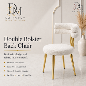 Gold Sculpted Padded Back Stainless Steel Event <b>Dining</b> <b>Chair</b> with White <b>Cushion</b> for Hotel and Wedding Events Wholesale Seating - Product Image 1