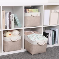Grands paniers modernes en tissu avec poignées, lot de 3, bacs de rangement pliables en lin, écologiques, pour l'organisation des étagères et des placards
