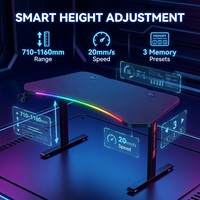 Bureau de jeu électrique silencieux AOR Home Internet Cafe avec effet lumineux RGB, design ergonomique, vente en gros d'usine