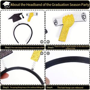 Diadema de Graduación, Decoración para Ceremonia de Graduación Universitaria y de Jardín de Niños, Accesorios para Fotos, Diadema con Birrete y Certificado de Licenciatura - Product Image 2