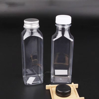 Bouteille d'eau minérale en plastique vide de 250 ml, 350 ml, 400 ml, 475 ml, 500 ml, bouteilles d'eau potable en PET, forme carrée, bouteille de boisson pour jus