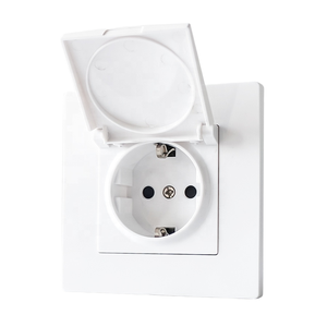 Prise murale européenne avec couvercle 230V 16A, mise à la terre standard, en matériau PC, pour usage résidentiel. - Product Image 3