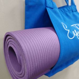 Sac fourre-tout en toile bleu pour tapis de yoga, pliable, durable, en coton, avec poche intérieure légère en toile pour téléphone portable et autres articles - Product Image 2