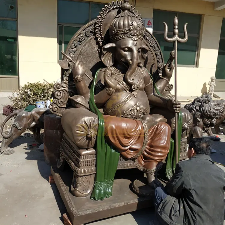 Top Collectie Ganesha Standbeeld Hindoe Olifant God Van Succes Real Brons Casting Ganesha Sculptuur