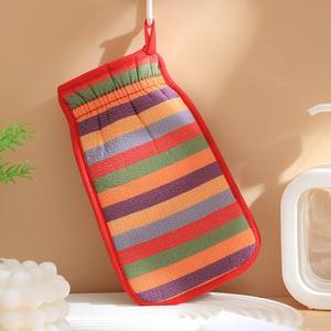 Toalla de baño de granos gruesos con rayas arcoíris, toalla corporal, estropajo, removedor de polvo, guantes de baño, de doble capa y engrosados para adultos - Product Image 1