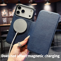 Étui de téléphone à support magnétique en cuir de luxe pour iPhone 17 Air 16 Pro Max 15 14 13 12 11 Pro étui de téléphone à béquille