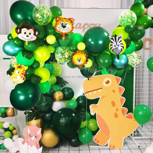 Kit de Décoration Arche Guirlande de Ballons Personnalisée Thème Forêt pour Fête d'<span class=keywords><strong>Anniversaire</strong></span>, Comprenant des Ballons en Latex Vert et Or et des Ballons en Aluminium - Product Image 3