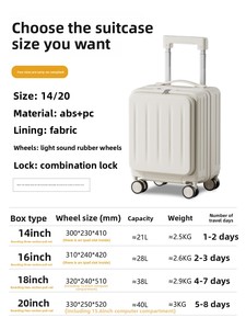 Valise de voyage spinner 14 pouces à ouverture latérale, petite, <span class=keywords><strong>l</strong></span>égère et portable, avec trolley, étui en néoprène de haute qualité avec serrure à combinaison - Product Image 5