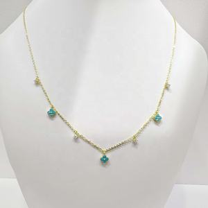 Collier cœur bicolore en argent sterling 925 plaqué or, prix d'usine, personnalisable avec pierres précieuses, trèfle, turquoise, pour femme - Product Image 2