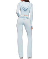 Ensemble 2 pièces personnalisé avec logo pour femme : sweat à capuche court zippé et pantalon de survêtement en coton – Vêtements décontractés pour femme