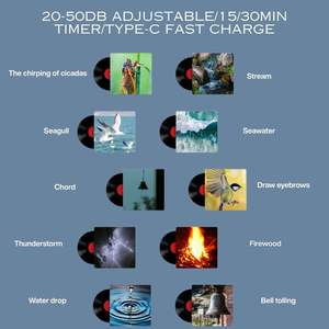 جهاز الضوضاء البيضاء بصوت طبيعي ناعم، شحن USB، مؤقت إيقاف تشغيل للنوم والاسترخاء للرضع، منتج للمنزل الذكي - Product Image 3