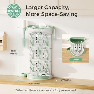 Lớn hơn chai khô <span class=keywords><strong>Rack</strong></span> cho 18 chai, Countertop dọc <span class=keywords><strong>Rack</strong></span> với bàn chải chủ, có thể tháo rời du lịch chai giá - Product Image 5