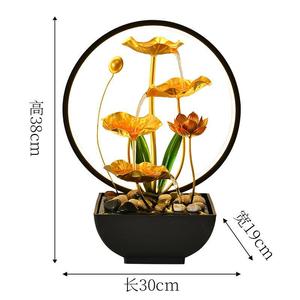 Fontaine d'eau de bureau Iron Lotus avec rétroéclairage, forme ronde, décoration de bureau, cadeau pour la bonne fortune - Product Image 4