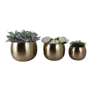 Set di 3 vasi per fiori in metallo martellato, fioriere decorative da interno ed esterno per la decorazione della casa - Product Image 2