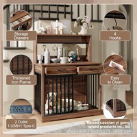 Cage et maison en bois pour chiens de grande, moyenne ou petite taille - Utilisation intérieure, installation facile, nettoyage par essuyage, toutes saisons, bac de rangement et toilette