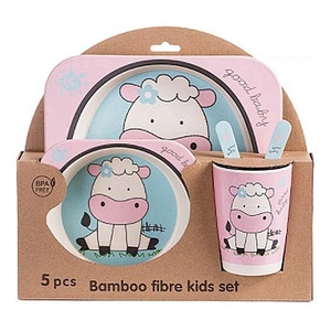 Ensemble d'assiettes à dîner pour enfants, en fibre de <span class=keywords><strong>bambou</strong></span>, 5 pièces pour bébé, bol plat, non toxique, 1 pièce, offre spéciale - Product Image 1