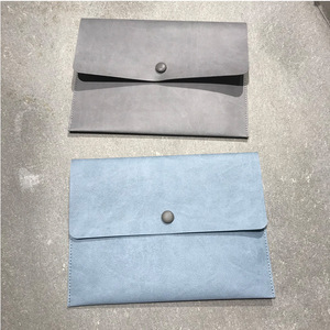 Bolsa de documentos de cuero de alta gama, bolsa de documentos para negocios, bolsa de archivos multifuncional con botón a presión, logotipo personalizable. - Product Image 2