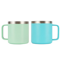Gobelet isotherme en acier inoxydable de 12 oz au design classique, avec couvercle et poignée, idéal pour le camping et le bureau - Vente en gros directe usine